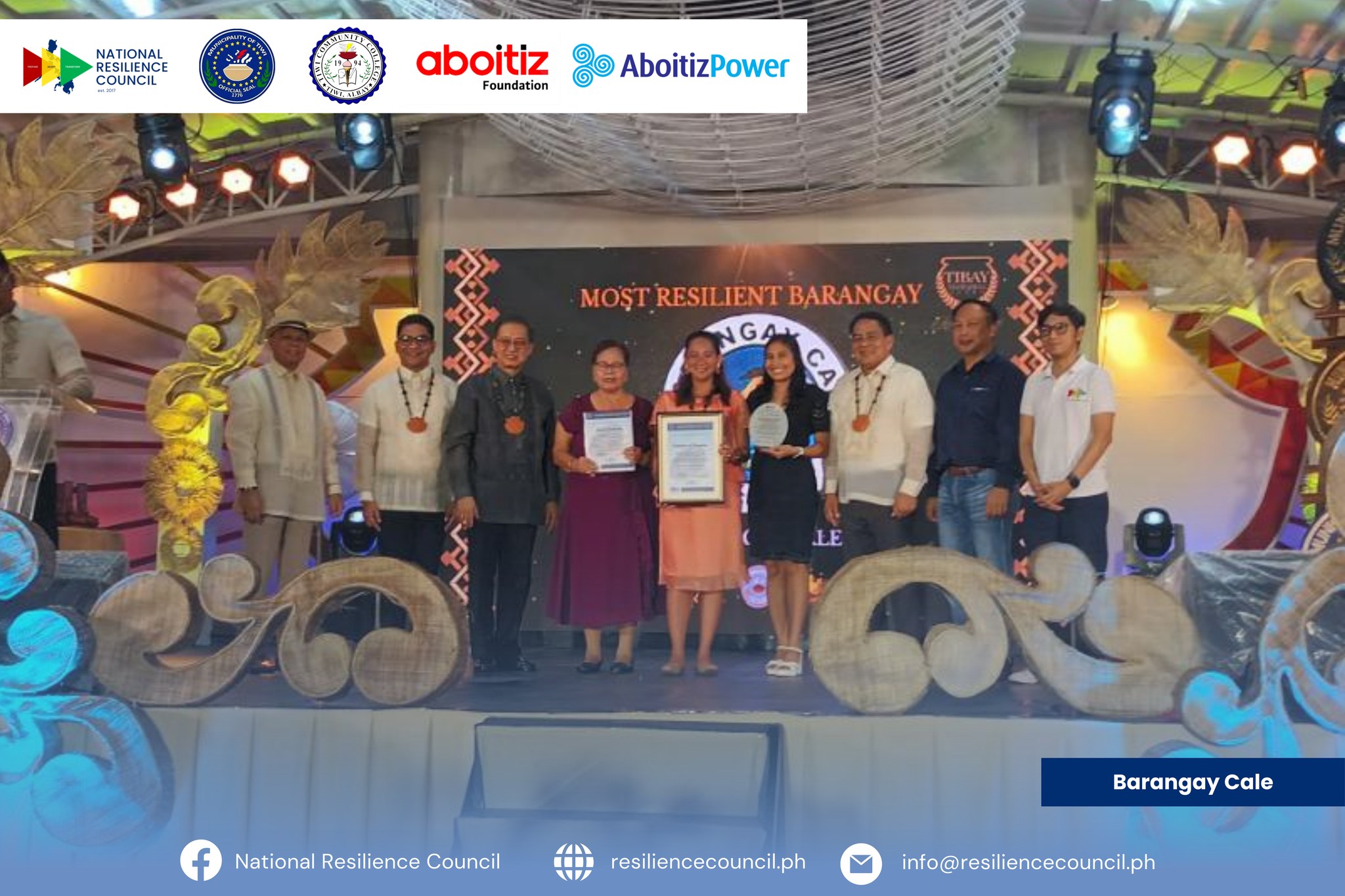 Champions in Barangay Resilience, recognized by the Local Government of Tiwi!