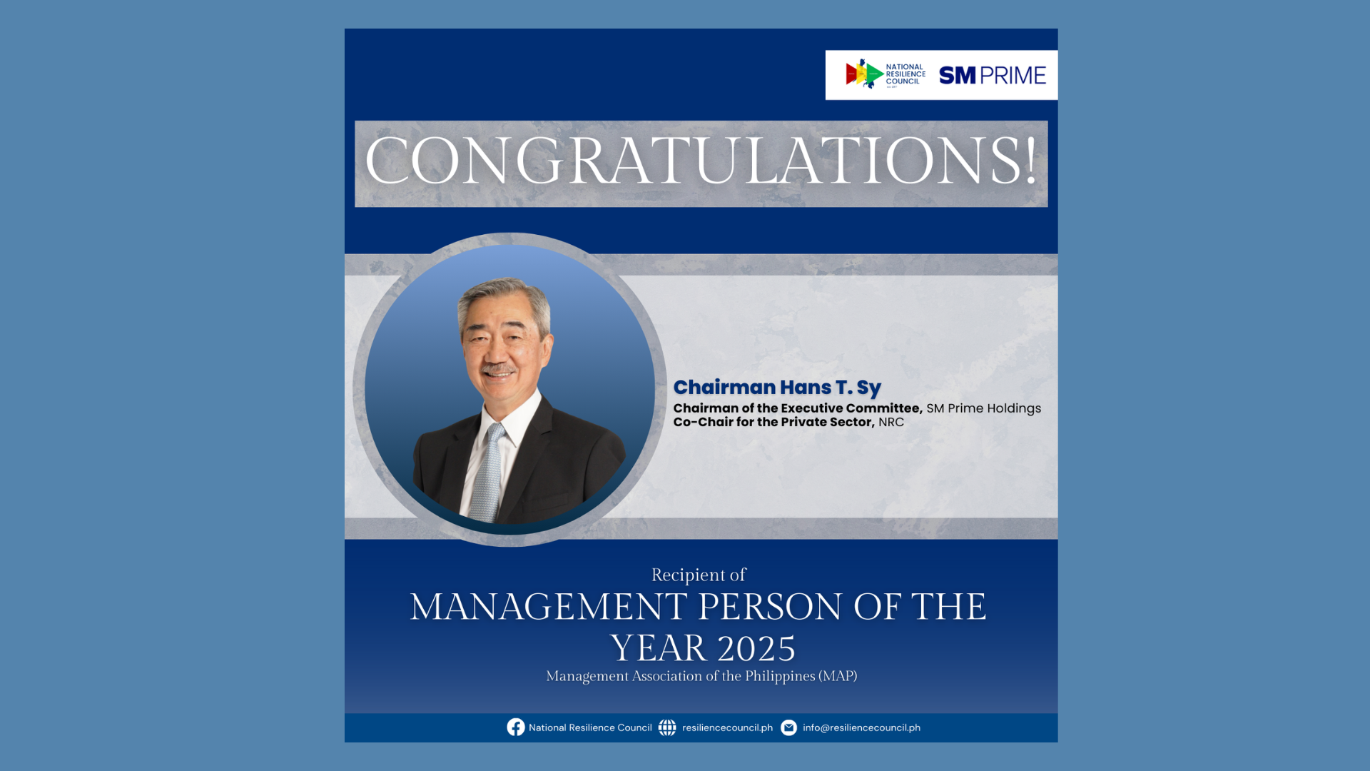 Congratulations, Mr. Hans T. Sy!